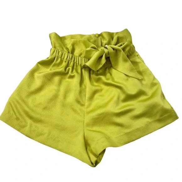 L’academie Cornelie lime green satin-like shorts XS